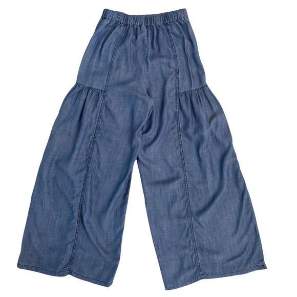 Current Air Patch Pocket Wide Leg Chambray Pant Blue Size Small - Picture 5 of 11